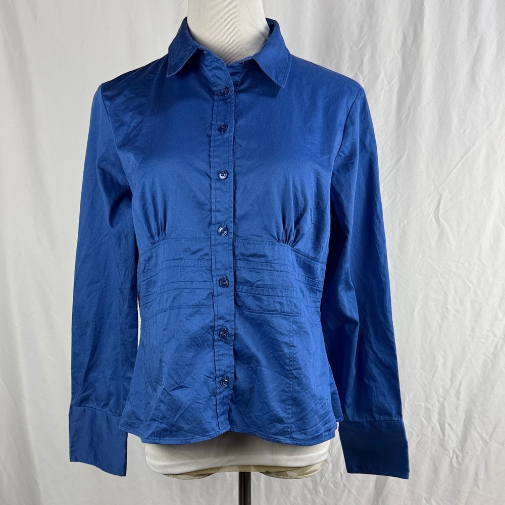 Talbots Women's Royal Blue Button-Down Cotton Shirt
